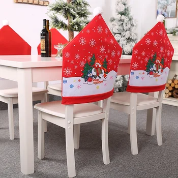 6Pcs Kalėdų Papuošalai Kėdė Padengti Vakarienė Valgomasis Stalas Santa Claus Snaigės, Sniego Raudonas Dangtelis Ornamentu Kėdė užpakalinio viršelio Dekoras