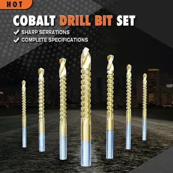 6PCS Kobalto Grąžtas Nustatyti 3-8mm Spiralės Metrinių Varžtų Composite Bakstelėkite Tiksliai Twist Pjovimo, Gręžimo Poliravimas, metalo apdirbimo Įrankis