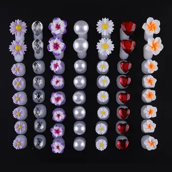 7PCS/Set Pedikiūro Gėlių Kristalinis Deimantas, Perlas Nagų Tarpine Silikono Nagų Separatorius Nail Art 