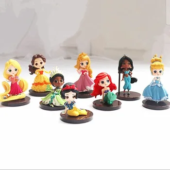 8pcs/daug Princeses Skaičius Žaislai, Lėlės Mer, snieguolė Rapunzel Ariel 