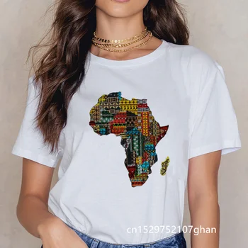 Afrikos Žemėlapyje, Grafinio Tees Moterų Drabužiai 2020 Metų Vasaros Viršūnes Harajuku Moterų marškinėliai Balti Atspausdinta Marškinėliai Femme Streetwear Marškinėlius
