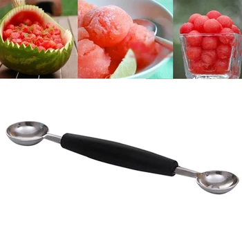 AI DI 1 vnt vaisius šaukštu virtuvės įrankis, nerūdijančio plieno, multi-funkcija dukart galvos dvigubo sluoksnio melionas ledų scoop