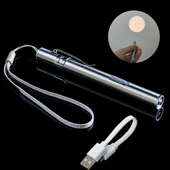 Atsparus vandeniui Pocket LED Žibintuvėlis USB Įkraunamas Žibintuvėlis Penlight Mokinių Žymės