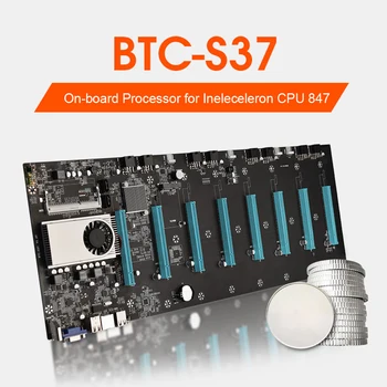 BTC-S37 T37 D37 3 Tipų Kasybos Plokštė CPU Nustatyti 8 Miner Vaizdo Kortelės Lizdas Atminties Adapteris Integruota VGA Sąsaja, Mažas Energijos