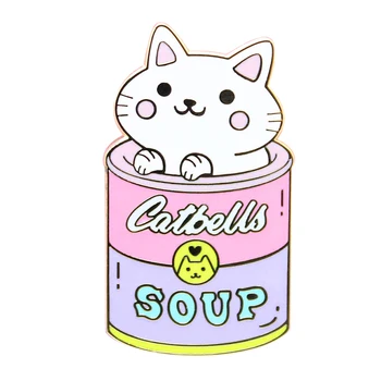Catbells sriuba sagė smaguris katė ženklelis mielas pastelinių skardinės pin tapybos, juvelyrikos menininko dovana