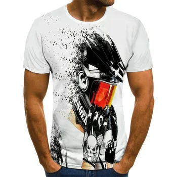 Cool Lenktynių Grafika T-Shirt Motociklo 3D Atspausdintas vyriški T-Shirt Vasaros Mados Viršūnes Punk T-Marškinėliai, vyriški Plius Dydis Streetwear