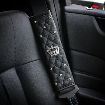 Crystal Crown Automobilio Sėdynės Diržo Apsaugos, Saugos Diržų Pečių Trinkelėmis Crown Diamond Shifter Pavarų Apima Universaliųjų Rankinio Stabdžio Priedai