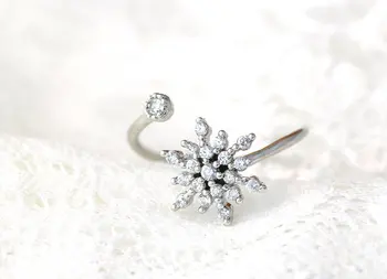 CZ Kristalų Snaigės Žiedas Reguliuojamas Kristalų Atidaryti Žiedai Elsa Cool Mados Papuošalai Moterims Bridesmaid, Vestuvių Kalėdų dovana