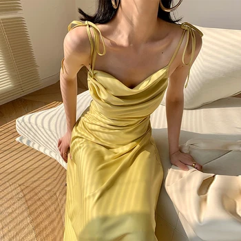 Dabourfeel Satino Nėrinių Ilga Suknelė Spageti Dirželis Linija Šalies Klubas, Baras Seksuali Suknelė 2021 Mados Elegantiškas Vestidos