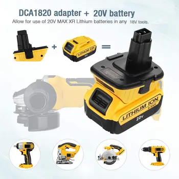DCA1820 20V Baterija, adapteris, Dewalt 18V Įrankiai Konvertuoti dėl Dewalt 20V Ličio Baterija DC9096 DE9098 DE9096