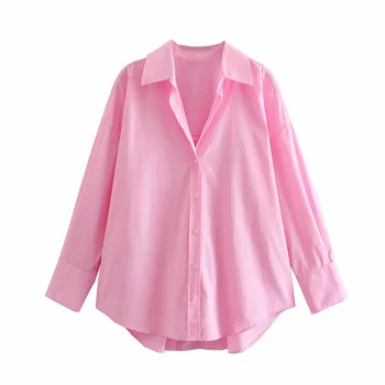 Derliaus kietas pink casual woemn s palaidinė vasaros 2021 Single-breasted tiesiai marškinėliai lady Streetwear mados moteriška palaidinė