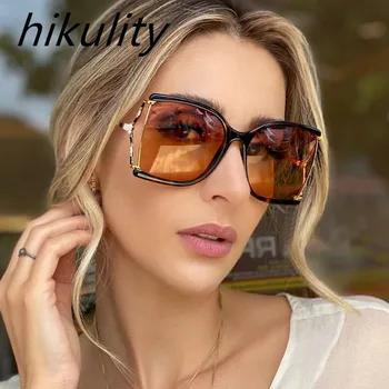 Derliaus negabaritinių gradientas juodi akiniai nuo saulės moterims, prabangos prekės lydinio aikštėje saulės akiniai moterų elegantiškas, seksualus atspalvių 2021 raudona