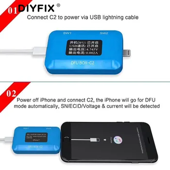 DFU LANGE Spustelėkite Vieną Įkrovos Kontrolės Linija SN/ECID Reader USB Srovės/Įtampos Detektorius, Skirtas iPhone 5s-11Pro Max iOS Plokštė Testeris