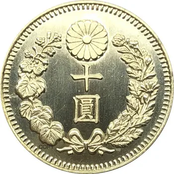 Didžiosios Japonijos Metų 34 Meidži 10 Jenų 1901 Žalvario spalvos Metalinės Monetos Kopija