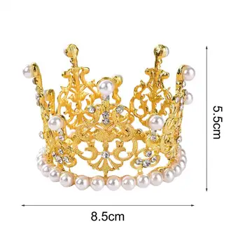 Dirbtiniais Pearl Crystal Crown Ornamentu Princesė Vestuvių, Gimtadienio Kepimo Tortas Dekoro Tortas Vėliavos Topper Gimtadienio Apdaila