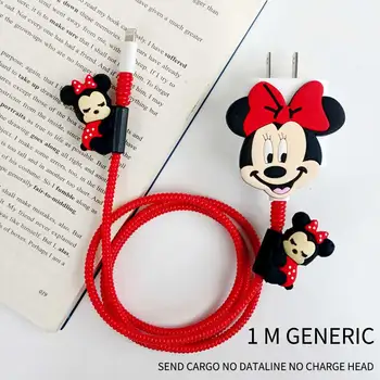 Disney Mickey Bite USB Kabelis Raštas Kabelių Organizatorius Duomenų Eilutė Valdymo Įkrovimo Saugiai Apsaugos Vijurkas Už iPhone11 12