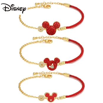 Disney'sAuspicious Raudonos String Moterų Apyrankės Mielas Animacinių filmų Mickey Kūrybos Pusė Raudonos String Pusė Grandinės Juvelyrikos Draugei Dovana