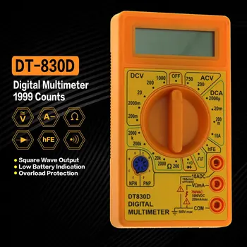 DT-830D Mini Pocket Skaitmeninis Multimetras 1999 Skaičiuoja AC Volt Amp Ohm Diodų hFE Tęstinumą Testeris Ammeter Voltmeter Ohmmeter