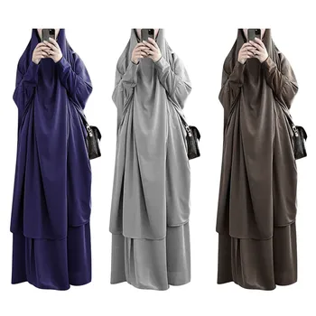 Eid Gobtuvu Musulmonų Moterys Abayas Sijonas Rinkiniai Suknelė, Hijab Malda Drabužis Jilbab Abaja Ilgai Khimar Ramadanas Suknelė Islamo Drabužius Niqab