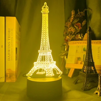 Eifelio Bokštas 3D LED Naktį Lempos Dekoratyvinės Lempos Maža dovana, dovana