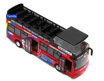 Elektroninis Garso ir Šviesos dviaukštis ekskursijos, autobusų, automobilių Lieti modelis ekskursija po Miestą autobusu su atvirų durų rinkimo modelį, vaikai dovana