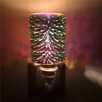 Elektros Plug-In LED Aromato Difuzorius Lempos Šviesos Vaškas Ištirptų Naftos Degiklis su 3D Gaisro darbą Poveikis Nakties Šviesos Namuose gryno Oro