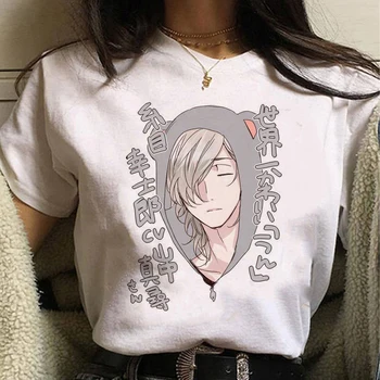 Estetinės Yarichin Kalė Klubas Grafinis Spausdinti marškinėliai Moterims Harajuku Baltos Viršūnės Marškinėlius Japonijos Anime Y2k Kpop Atsitiktinis Moterų Marškinėliai