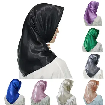 Etninės Headscarves Dirbtinio Šilko Musulmonų Didelių Kvadratų Satino Headscarves Šalikai