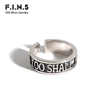 F. I. N. S Korėjos S925 Sterlingas Sidabro Žiedas Retro Senas Raižyti Anglų Kalbos Žodžio Anga Žiedas Punk Sidabro Žiedas 925 Fine Jewelry