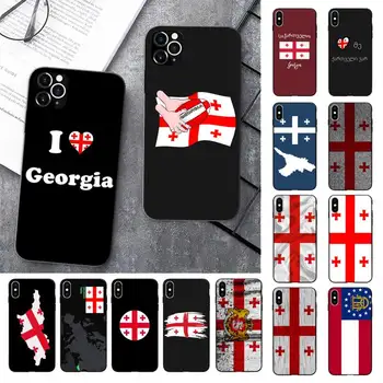 FHNBLJ Gruzijos vėliava, Telefono dėklas skirtas iPhone 11 12 pro XS MAX 8 7 6 6S Plus X 5 5S SE 2020 XR atveju