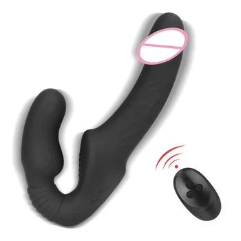 G Spot Dual Varpos Galvos Belaidžio Dildo Vibratorius Moterų Masturbacija Strap-on Dildo Suaugusiųjų Produkto Sekso Žaislai Lesbiečių 10 Greitis
