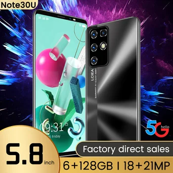 Galaxy Note30u Išmanųjį telefoną MTK6595 5.8 Colių 4500mAh 6GB + 128GB pirštų Atspaudų Face Unlock 