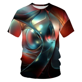 Geometrinis Kraštovaizdžio Grafika T-shirt Vyrams Vasaros Naują 3d Marškinėliai 3d Spausdinimo Modelis Negabaritinių Tees Mados Viršūnes Cool T-shirt
