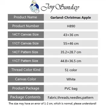 Girlianda-Kalėdų Apple Modelis Kryželiu Rinkinys 14CT 11CT Skaičius Drobė Spausdinimas, Siuvinėjimas Rankdarbiams Atostogų Apdailos Amatai