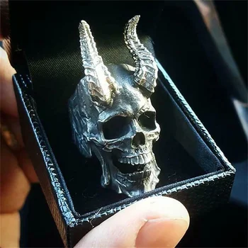 Gotikos Didelis Velnias, Šėtonas Kaukolės Formos Žiedas, skirtas Vyrų ir Moterų Punk Hip-Hop Piršto Priedai Roko Klubas Piršto Papuošalai Dovana