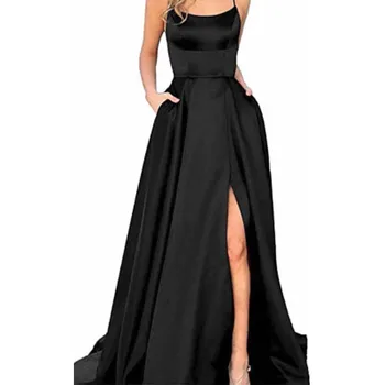 Grosfairy Elegantiškas Backless Prom Dresses 2021 Seksualus Priekiniai Padalinta Vakare Šalis Suknelė Vestidos De Fiesta De Noche Largos Eleganti
