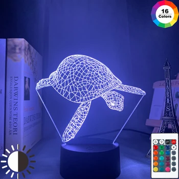 Gyvūnų 3D Iliuzija Stalo Lempa Vėžlio Šviesos Vaikams Miegamojo Puošmena naktinė lempa Led Rgb Touch 