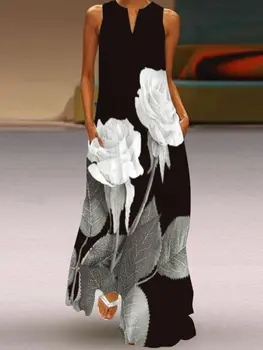 Gėlių Atspausdintas Balta Suknelė 2021 Atsitiktinis Plius Dydis Ilgos Suknelės Vasarą Moteris Rankovių Merginų Paplūdimio Maxi Suknelė Moterims