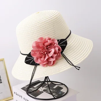 Gėlių šiaudų skrybėlę korėjos stiliaus mažos šviežios pavasario ir vasaros paplūdimio saulės skrybėlę ponios gegužinė didelis žvejys skrybėlę baseino skrybėlę didmeninės