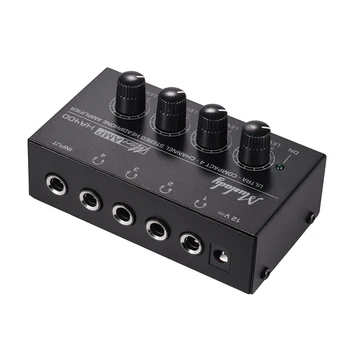 HA400 Ultra-kompaktiškas 4 Kanalų Mini Audio Stereo Ausinių Stiprintuvas su Maitinimo Adapteris