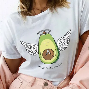 Harajuku Vasaros Kawaii Avokado Veganų Marškinėlius Tumblr marškinėliai Atsitiktinis Angelas Avokado Grafinis Viršūnes Šventosios Guacamole Grafinis Tees Moterims