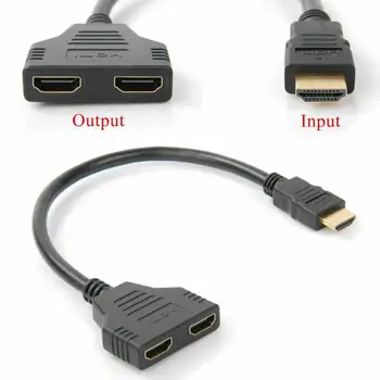 HDMI Splitter 1 Įvesties Vyrų ir 2 Moterų Išėjimo Uosto Kabelio Adapteris Keitiklis 1080P Keitiklio Kabelį Laido ping