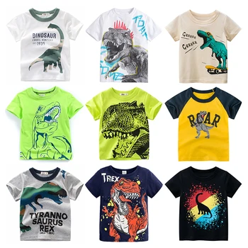 HH Berniuko, T-shirt 2021 m. Vasarą Cartoon Dinozaurų trumpomis Rankovėmis Berniukams, T-marškinėliai, vaikiški Drabužiai Vaikams, Drabužiai Atsitiktinis Medvilnės Viršų