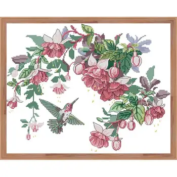 Hummingbird Menas (2), Skaičius Kryželiu Rinkinys DMC 11CT 14CT Gėlių ir Paukščių Rankdarbiams Siuvinėjimo Modelio Rinkinys Kalėdinė Dekoracija
