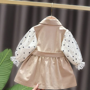 Humoro Bear Kūdikiui Suknelė Naują Rudens ilgomis Rankovėmis Atvartas Apykaklės Švarkelis Korėja atsitiktinis Kūdikių Drabužius 0-24M