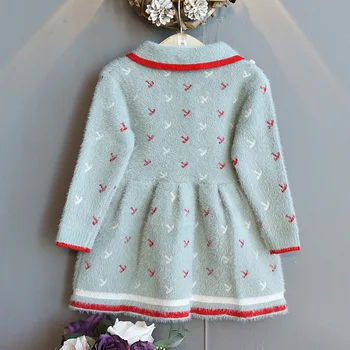 Humoro Lokys Princesė Grils Suknelė Rudens Žiemos Kūdikių Apykaklės Vilnos Suknelė Mergaitėms Megztinis Suknelė Gėlių Vaikų Dugno Suknelė