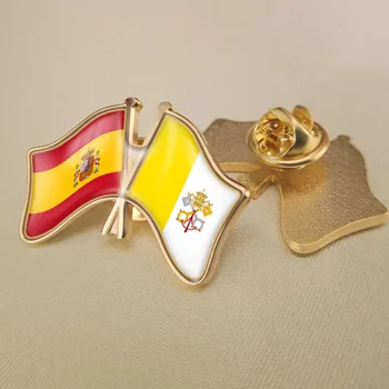 Ispanijos ir Vatikano Miesto Valstybės Kirto Dviguba Draugystė Šaligatvio Atvartas Smeigtukai Sagė Ženkliukai