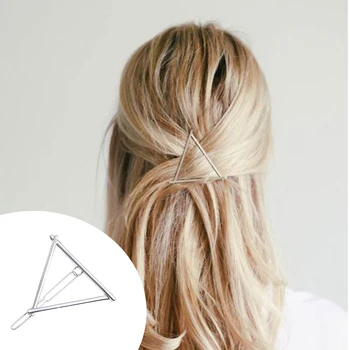 Išskirtinį Moters Plaukų Aksesuarai Trikampis Plaukų Segtuku Prisegti Metalo Geometrinis Hairband Mėnulio Apskritimas Hairgrip Žiburių Merginos Plaukų Segtukai