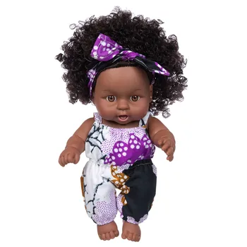 Juoda Lėlė Afrikos Mergina Baby Doll Vaikams Mados Žaisti Lėlės 12inch Puikiai tinka Gimtadienio, Kalėdų Dovana Silikoninis Kūdikių Lėlės