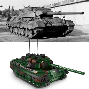 Karinių Ginklų Armijos vokiečių Leopard 2A6 Pagrindinis Tankas PZH2000 Patrankos Šarvuotų Automobilių Blokai WW2 Plytų Žaislai